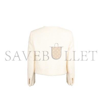 CELINE PATCH POCKET TWEED JACKET IVORY 